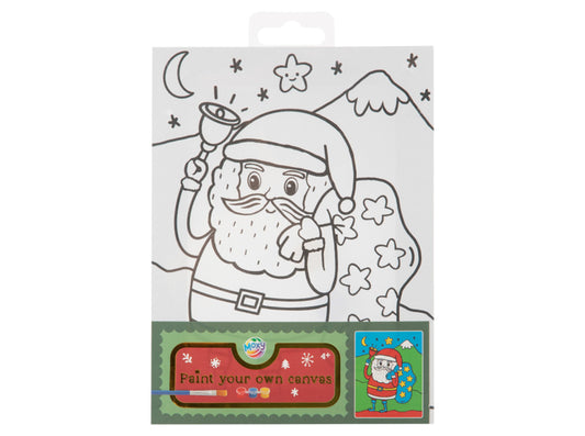 Moxy vászonkép kifestő 3 színnel és ecsettel 20x15 cm, Mikulás csengővel