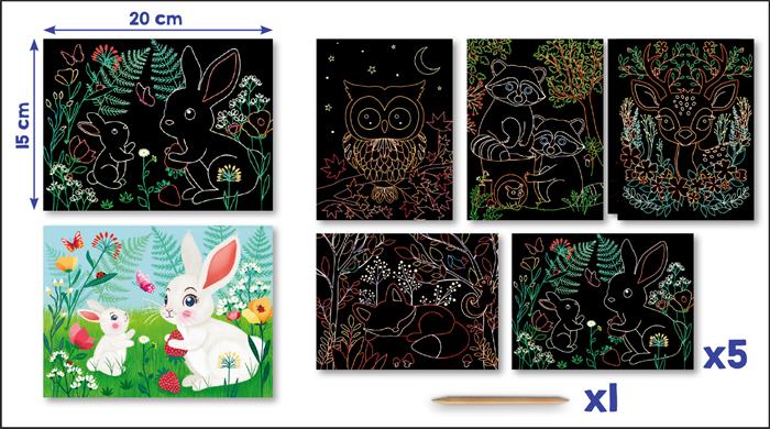 Képkarcoló készlet, erdei állatok, MAPED CREATIV "Scratch Cards"