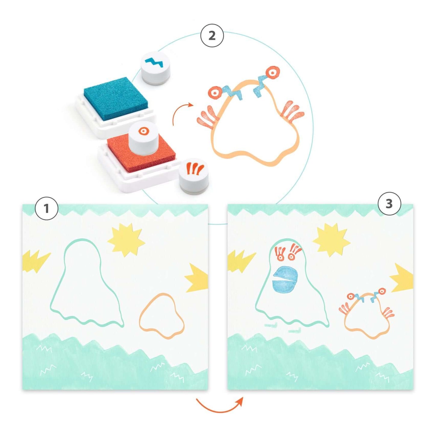 Kreatív nyomdakészlet - Szörnyikék