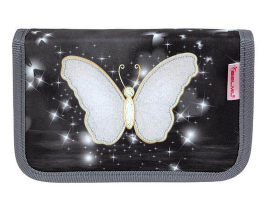 Tolltartó, klapnis, cipzáras, BELMIL "Amazing Butterfly", fekete, pillangó
