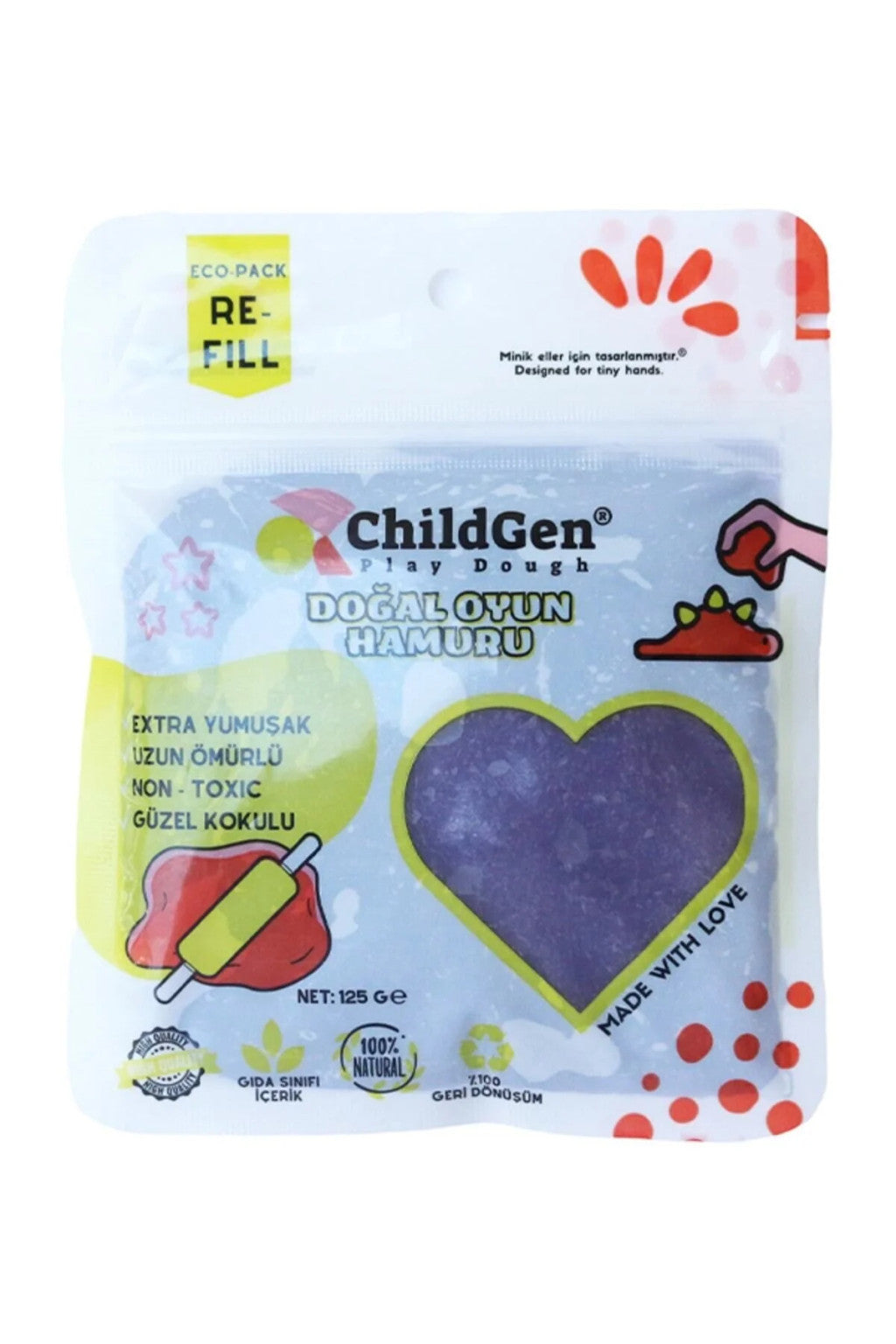 ChildGen 100% természetes gyurma visszazárható tasakban 125 gr (választható szín)