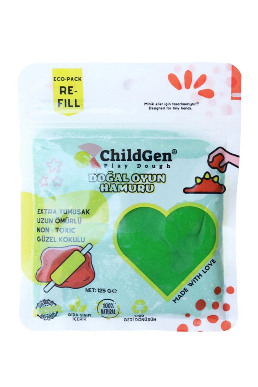 ChildGen 100% természetes gyurma visszazárható tasakban 125 gr (választható szín)