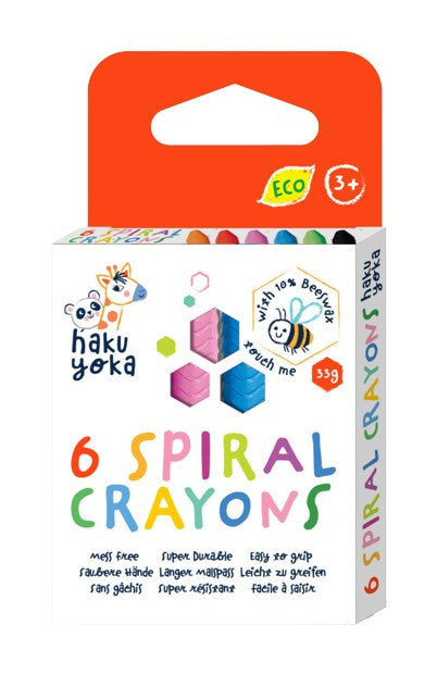 Színes spirálozott felületű méhviaszos zsírkréta, 6 db-os