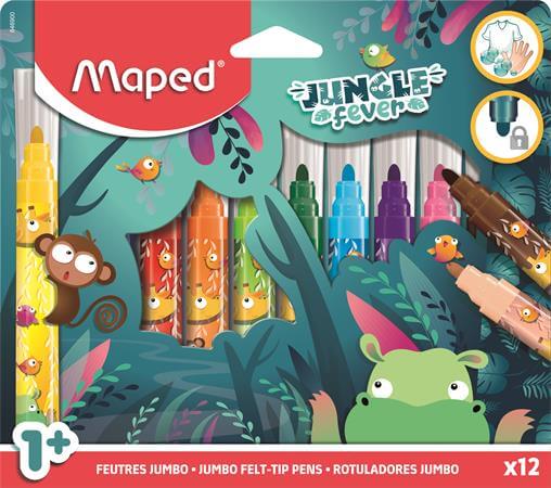 Filctoll készlet, 5 mm, kimosható, vastag, MAPED "Jungle Fever", 12