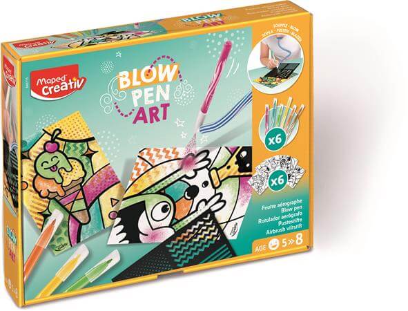 Fújós filctoll készlet, "Blow pen Art", csíkozás