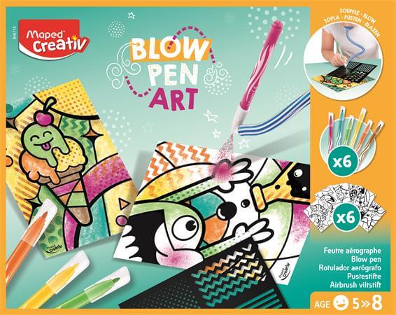 Fújós filctoll készlet, "Blow pen Art", csíkozás