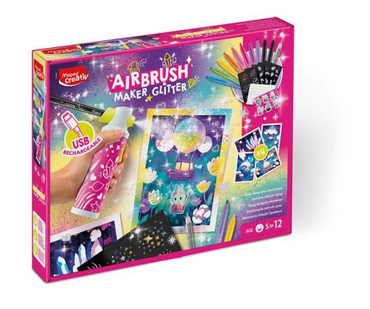 Kreatív festékszóró készlet, csillámos, MAPED CREATIV "Airbrush Maker Glitter"
