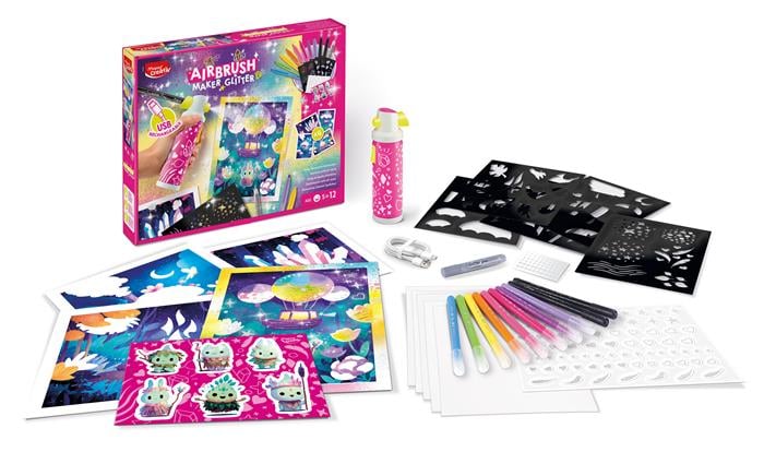 Kreatív festékszóró készlet, csillámos, MAPED CREATIV "Airbrush Maker Glitter"