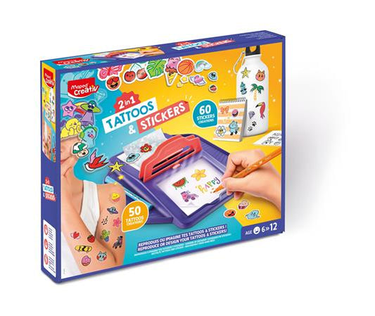 Tetoválás- és matricakészítő készlet 2 az 1-ben, MAPED CREATIV "Tattoos & Stickers"