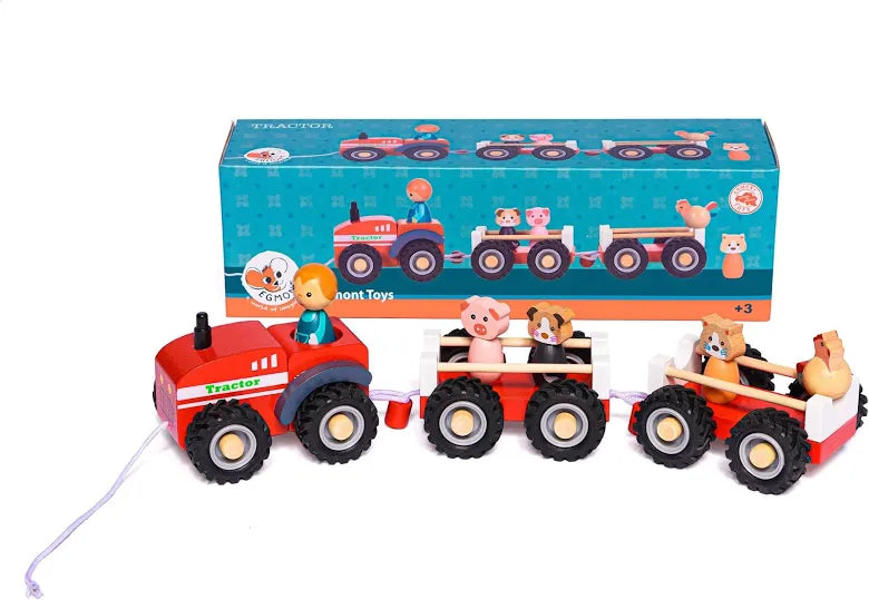 Egmont Toys fa játék traktor 2 pótkocsival