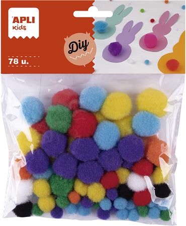 Pom-pom, csillogó, APLI "Creative", vegyes színek
