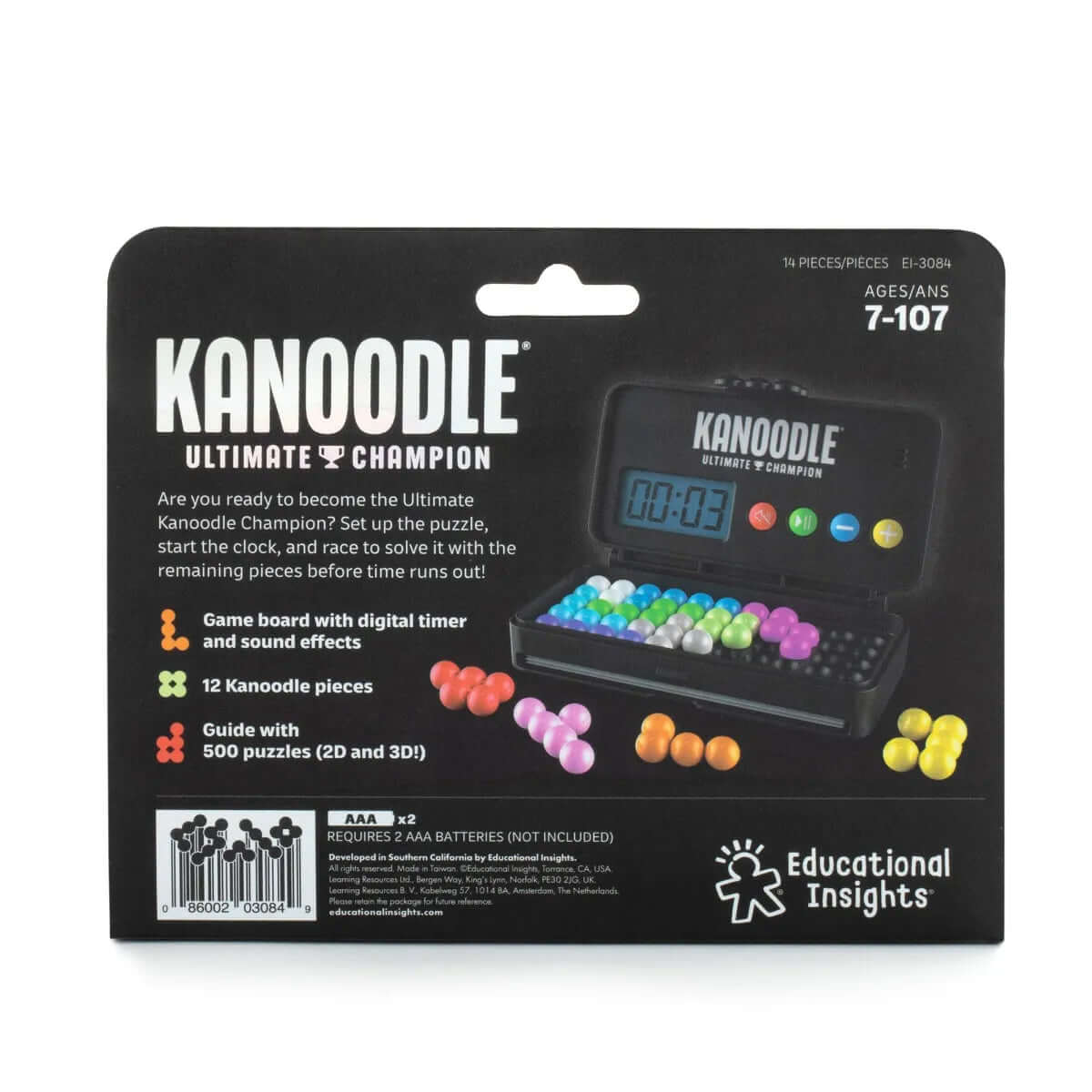 Kanoodle Ultimate Champion game with 500 puzzles, colorful pieces, and digital timer - Best seller worldwide and TikTok trend!