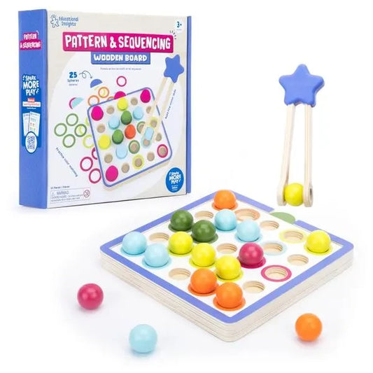 Pattern & Sequencing Wooden Board - Sokoldalú fejlesztő tábla (fából)